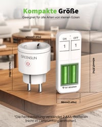 GreenSun Távirányítható Konnektor - Vezeték Nélküli RF Okosaljzat 30m Hatótávval, 3500W Teljesítmény, Egyszerű Smart Home Megoldás 7