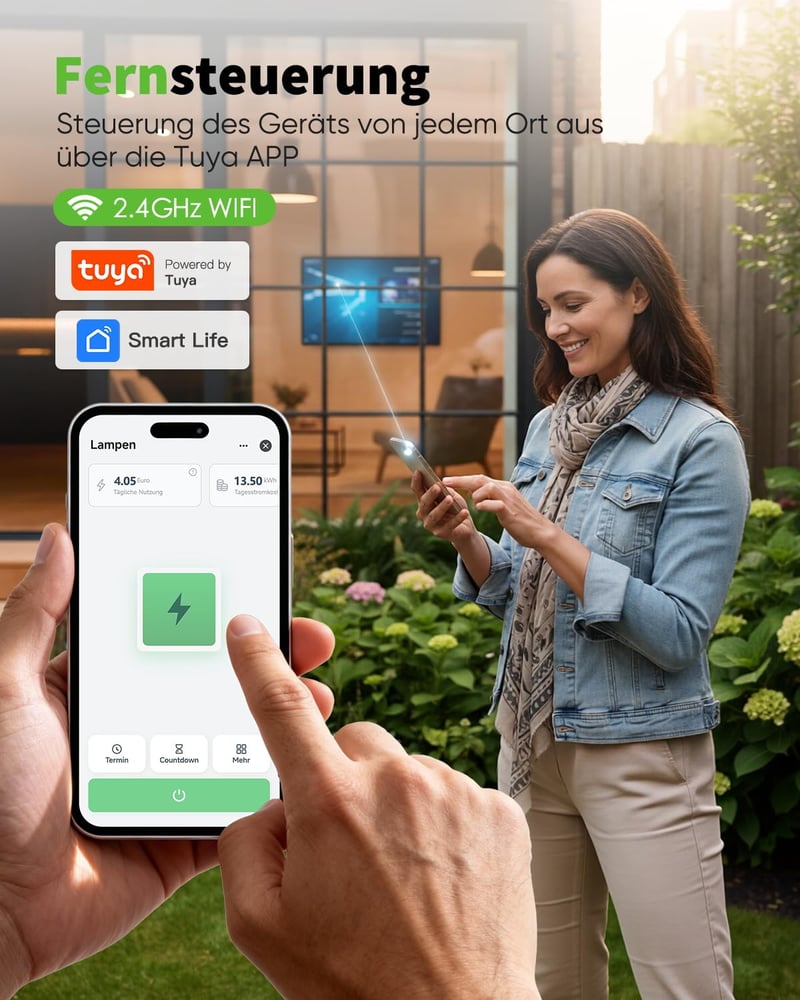 GreenSun WiFi okos konnektor 2db, fogyasztásmérő, időzítő, Alexa & Google