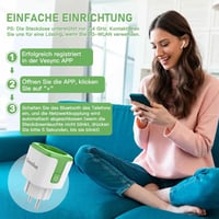 GreenSun WiFi Okos Konnektor Fogyasztásmérővel - Energiaköltség Figyelő, Időzíthető Aljzat, Alexa és VeSync Applikáció Támogatással, 3750W,  7