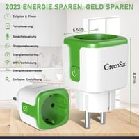 GreenSun WiFi Okos Konnektor Fogyasztásmérővel - Energiaköltség Figyelő, Időzíthető Aljzat, Alexa és VeSync Applikáció Támogatással, 3750W,  8