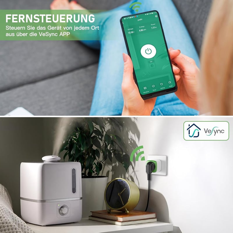 GreenSun WiFi Okos Konnektor Fogyasztásmérővel - Energiaköltség Figyelő, Időzíthető Aljzat, Alexa és VeSync Applikáció Támogatással, 3750W, 