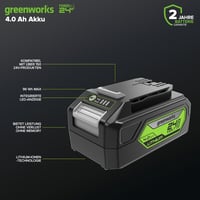 Greenworks 24V 4Ah Lítium-ion Akkumulátor Kerti Gépekhez - Gyorstöltő, LED Kijelző, Univerzális Kompatibilitás 2