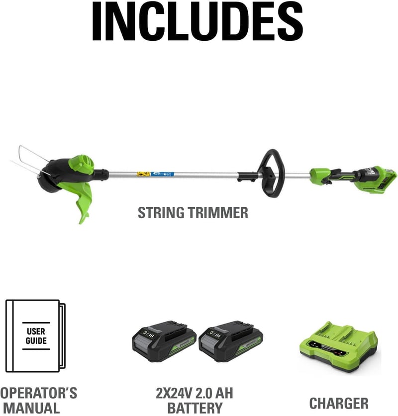Greenworks 24V akkus fűnyíró 33cm vágásszélességgel, 2x2Ah akkuval és töltővel