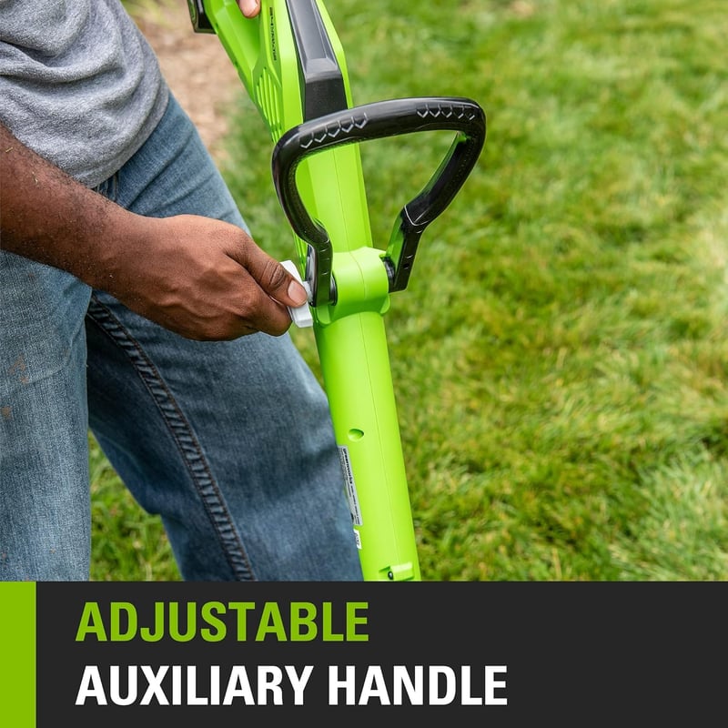 Greenworks 40V Akkumulátoros Fűszegélynyíró, 30cm, 450W, Állítható Fogantyú, Forgatható Fej, Teleszkópos Nyél, 1.65mm Vágószál