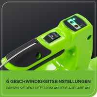 Akumulátorový záhradný vysávač a fúkač lístia Greenworks GD24X2BVK4X 48V (2x24V) s ramenným popruhom, bezuhlíkový motor, 322 km/h, 9 m³/min, 45 l zberný vak, 2x4Ah batéria 8