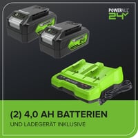 Akumulátorový záhradný vysávač a fúkač lístia Greenworks GD24X2BVK4X 48V (2x24V) s ramenným popruhom, bezuhlíkový motor, 322 km/h, 9 m³/min, 45 l zberný vak, 2x4Ah batéria 9