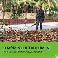 Akumulátorový záhradný vysávač a fúkač lístia Greenworks GD24X2BVK4X 48V (2x24V) s ramenným popruhom, bezuhlíkový motor, 322 km/h, 9 m³/min, 45 l zberný vak, 2x4Ah batéria 5