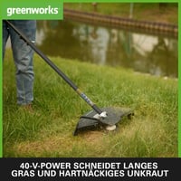 Greenworks GD40BCK2X 40V akumulatorski trimer za travu s motorom bez četkica, širina košnje 40 cm, najlonska nit 2 mm, nož 25 cm, naramenica, 2x40V baterija i punjač 6