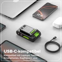 Greenworks PA200 24V 2Ah Li-Ion akumulátor s USB-C konektorom – Nabíjateľná batéria kompatibilná s viac ako 200 nástrojmi Greenworks 24V 7