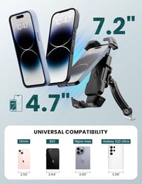 Grefay Fekete motorkerékpár telefon tartó dupla rezgéscsillapítással, hátsó tükörre szerelhető, 360 fokos, 4,5-7,2 hüvelykes okostelefonhoz 6