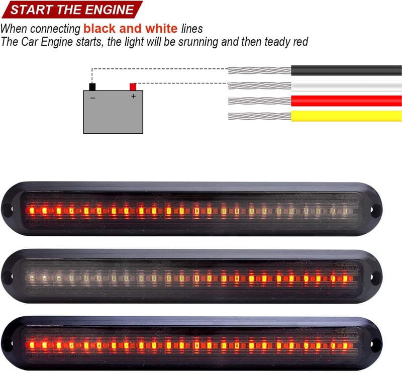 Greluma 12-24V 48 LED-es Utánfutó Féklámpa Szett - Piros-Sárga Multifunkciós Vízálló Hátsó Lámpa Autóhoz, UTV-hez