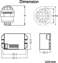 Greluma 2db Infravörös Mozgásérzékelő 220V, 8m Hatótáv 360° Beltéri Mozgásdetektor 6
