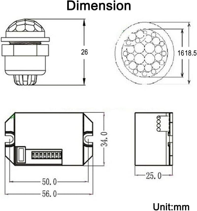 Greluma 2db Infravörös Mozgásérzékelő 220V, 8m Hatótáv 360° Beltéri Mozgásdetektor
