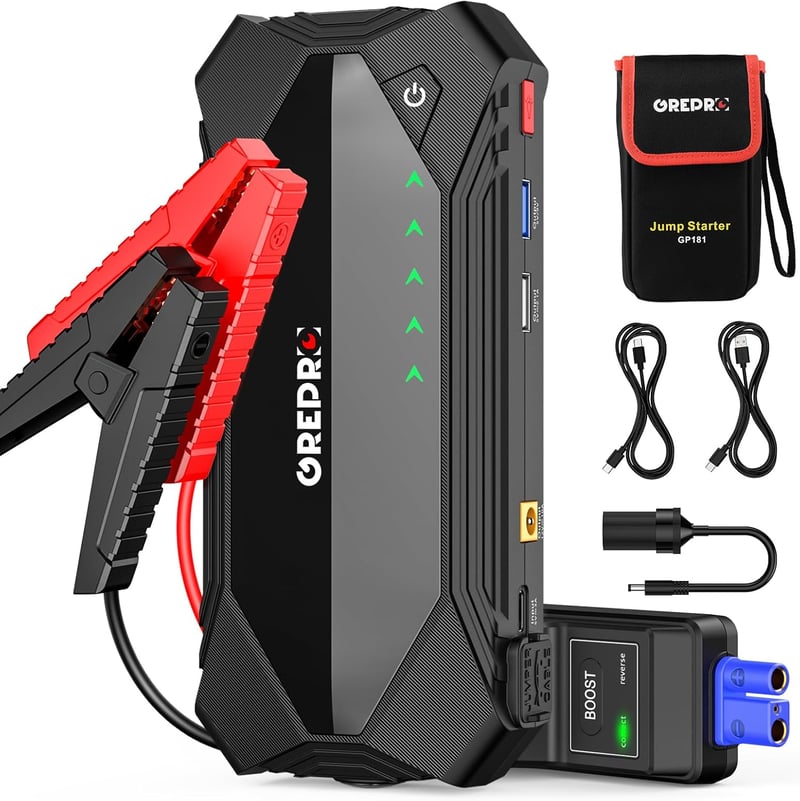 GREPRO Autó Indítóakkumulátor 12V Benzin Dízel Hordozható Gyors Töltés USB