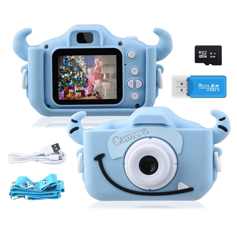 Detský fotoaparát GREPRO, 2" displej, 1080P HD, modrý – darček pre deti vo veku 3 – 9 rokov