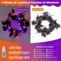 Gresonic Halloween girland fekete 54 LED-es tök dekoráció 8 üzemmód vízálló 3