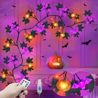 Halloweenská LED svetelná reťaz Gresonic, tekvica-netopier, 8 režimov, vodoodolná - 1,8 m, 54 LED 7