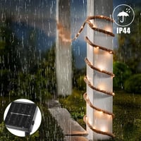 Ghirlandă luminoasă LED solară Gresonic, șir luminos 40 LED, 3 m, sfoară de iută, lumină albă caldă, decor grădină, Crăciun, rezistentă la apă, pentru interior și exterior 5