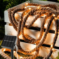 Ghirlandă luminoasă LED solară Gresonic, șir luminos 40 LED, 3 m, sfoară de iută, lumină albă caldă, decor grădină, Crăciun, rezistentă la apă, pentru interior și exterior 2