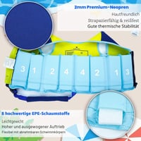 Detská plávacia vesta Grestar, plavecká pomôcka s 8 odnímateľnými blokmi z EPE peny, nastaviteľným popruhom medzi nohy a bezpečnostnou prackou, pre chlapcov a dievčatá vo veku 2-6 rokov, 15-30 kg 2