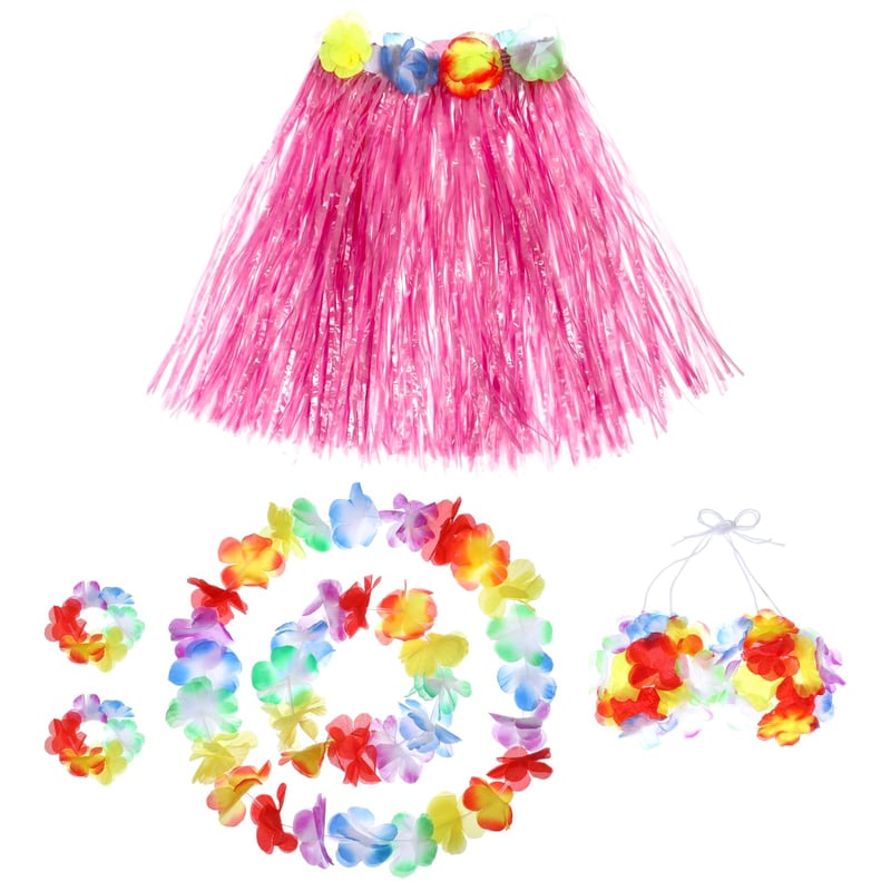Grevosea havajski hula set kostima s cvjetnom suknjom za rođendanske tropske zabave, 40 cm, 6 komada