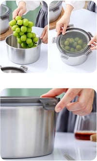 GRFELI Rozsdamentes Acél Ételtároló Dobozok Légmentes Fedéllel, Bento Uzsonnás Doboz Szett 4db (300ml+550ml+950ml+2000ml) 3