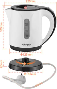 GRIFEMA 0,8L Elektromos Vízforraló 1100W - Gyors Forralás, Csökkentett Zaj, BPA-Mentes, Utazó Teafőző Automata Lekapcsolással 3