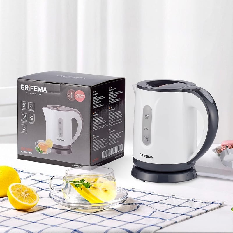 GRIFEMA 0,8L Elektromos Vízforraló 1100W - Gyors Forralás, Csökkentett Zaj, BPA-Mentes, Utazó Teafőző Automata Lekapcsolással