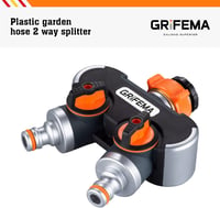 GRIFEMA 2 utas vízcsap elosztó 3/4 és 1/2 col csatlakozással, szabályozható vízáram - 12 cm × 12.7 cm × 5.4 cm, 2-way splitter 3