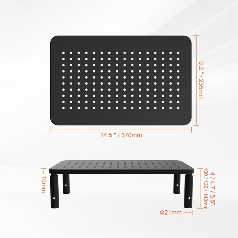 GRIFEMA Állítható Magasságú Monitor Állvány, 3 Fokozat, Laptop Emelő, Fekete, max 20kg - Monitor Stand Model GB1051