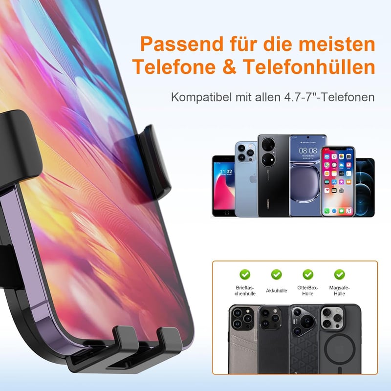 GRIFEMA Autós Telefontartó Szellőzőrácsra, Automatikus Rögzítés, 360° Forgatható, Univerzális