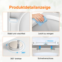 GRIFEMA D-alakú WC-ülőke Soft Close Funkcióval, Duroplast, Lassan Záródó Lecsapódásgátló Toalett Fedél 5
