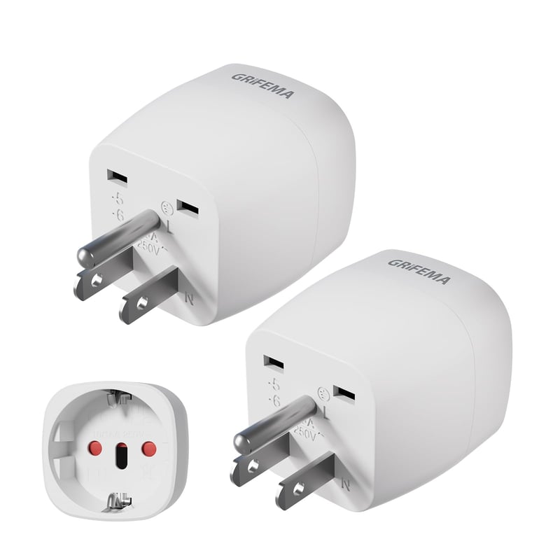 Set Adaptor de Călătorie GRIFEMA EU-US Tip B - Adaptor de la Priză Europeană la Ștecăr American, 2 bucăți