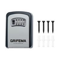 GRIFEMA GA1003 Nástenný trezor na kľúče so 4-miestnym kódom, skrinka na kľúče z liateho zinku odolná voči poveternostným vplyvom s držiakom na karty, sivá 7