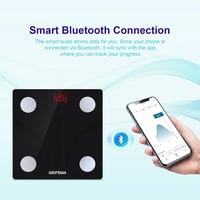 GRIFEMA GA2001 Digitális Személymérleg Testzsír Méréshez, BMI és Izomtömeg Elemzés, Okos App Szinkronizálás, Fekete 5