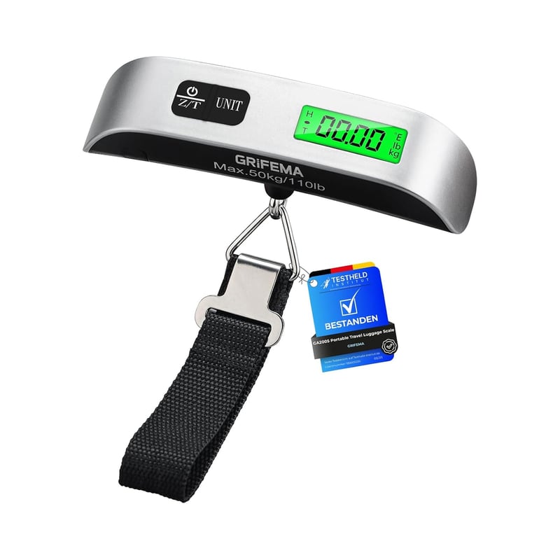 GRIFEMA GA2005 Hordozható Utazási Mérleg LCD Kijelzővel 50kg Kapacitás Szürke