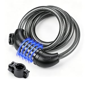 Antifurt pentru bicicletă copii GRIFEMA GAK1203-12, 120 cm, cablu antifurt cu cifru din 5 cifre pentru bicicletă, motocicletă, trotinetă, negru