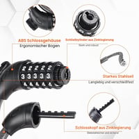 Antifurt pentru bicicletă copii GRIFEMA GAK1203-12, 120 cm, cablu antifurt cu cifru din 5 cifre pentru bicicletă, motocicletă, trotinetă, negru 8