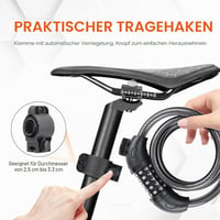Antifurt pentru bicicletă copii GRIFEMA GAK1203-12, 120 cm, cablu antifurt cu cifru din 5 cifre pentru bicicletă, motocicletă, trotinetă, negru 5