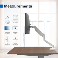 GRIFEMA GB2003W-1 gázrugós monitor tartókar, 13-32", VESA 75/100, 2-9 kg - fehér 3