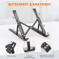 GRIFEMA Stolový stojan na notebook, 7-stupňový nastaviteľný hliníkový držiak na notebook s taškou, skladací ergonomický stojan na notebook pre 10-15,6-palcové zariadenia 5