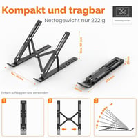 GRIFEMA Stolový stojan na notebook, 7-stupňový nastaviteľný hliníkový držiak na notebook s taškou, skladací ergonomický stojan na notebook pre 10-15,6-palcové zariadenia 3