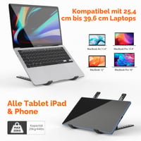 GRIFEMA Stolový stojan na notebook, 7-stupňový nastaviteľný hliníkový držiak na notebook s taškou, skladací ergonomický stojan na notebook pre 10-15,6-palcové zariadenia 4