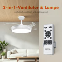 GRIFEMA Stropni ventilator sa svjetlom i daljinskim upravljačem, 30W DC motor, 107 cm, 6 brzina, kontinuirano podešavanje svjetline i temperature boje 2