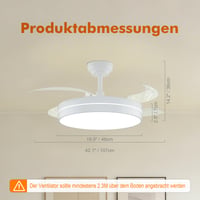 GRIFEMA Stropni ventilator sa svjetlom i daljinskim upravljačem, 30W DC motor, 107 cm, 6 brzina, kontinuirano podešavanje svjetline i temperature boje 8