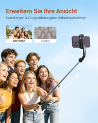 GRIFEMA Selfie tyč a statív na telefón, 107 cm výsuvný, 360° otočný, prenosný statív pre smartfón 2