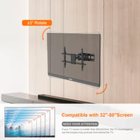 Suport TV de perete GRIFEMA pentru televizoare de 32-80 inchi, max. 60 kg, pivotant ±60°, înclinabil +8°/-12°, compatibil VESA, pentru televizoare plate și curbate, negru 4