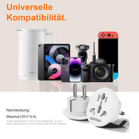 Univerzálny cestovný adaptér GRIFEMA, EÚ zástrčka, 4000 W – balenie 2 ks 4