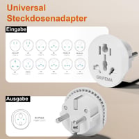 Univerzálny cestovný adaptér GRIFEMA, EÚ zástrčka, 4000 W – balenie 2 ks 3