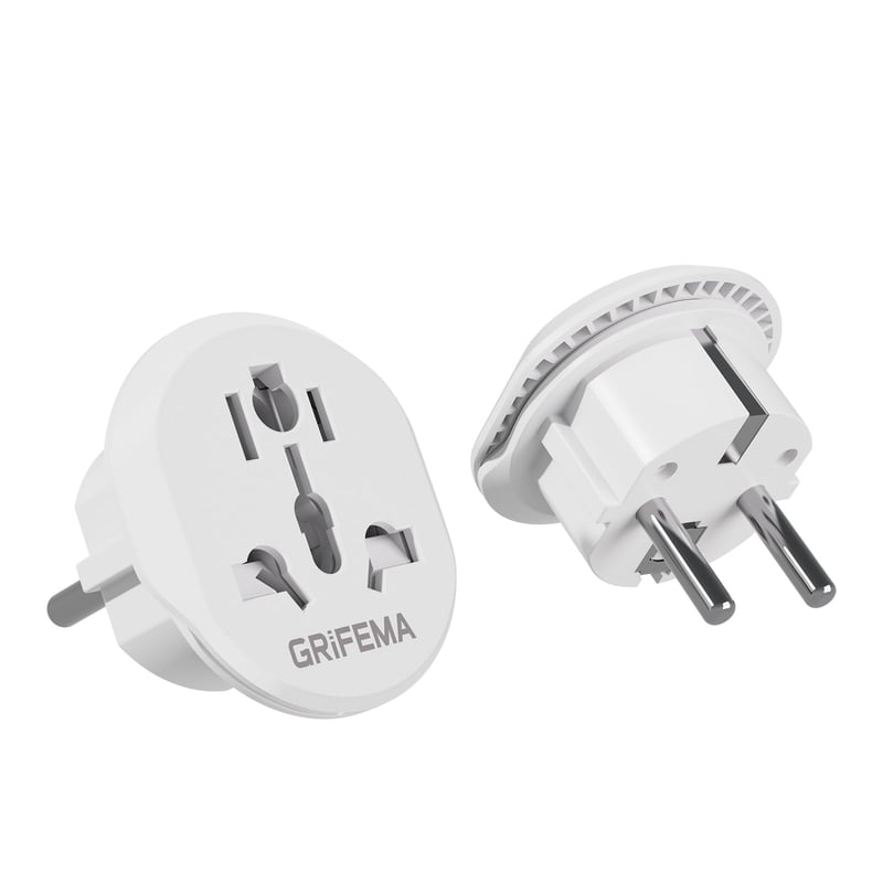 Univerzálny cestovný adaptér GRIFEMA, EÚ zástrčka, 4000 W – balenie 2 ks